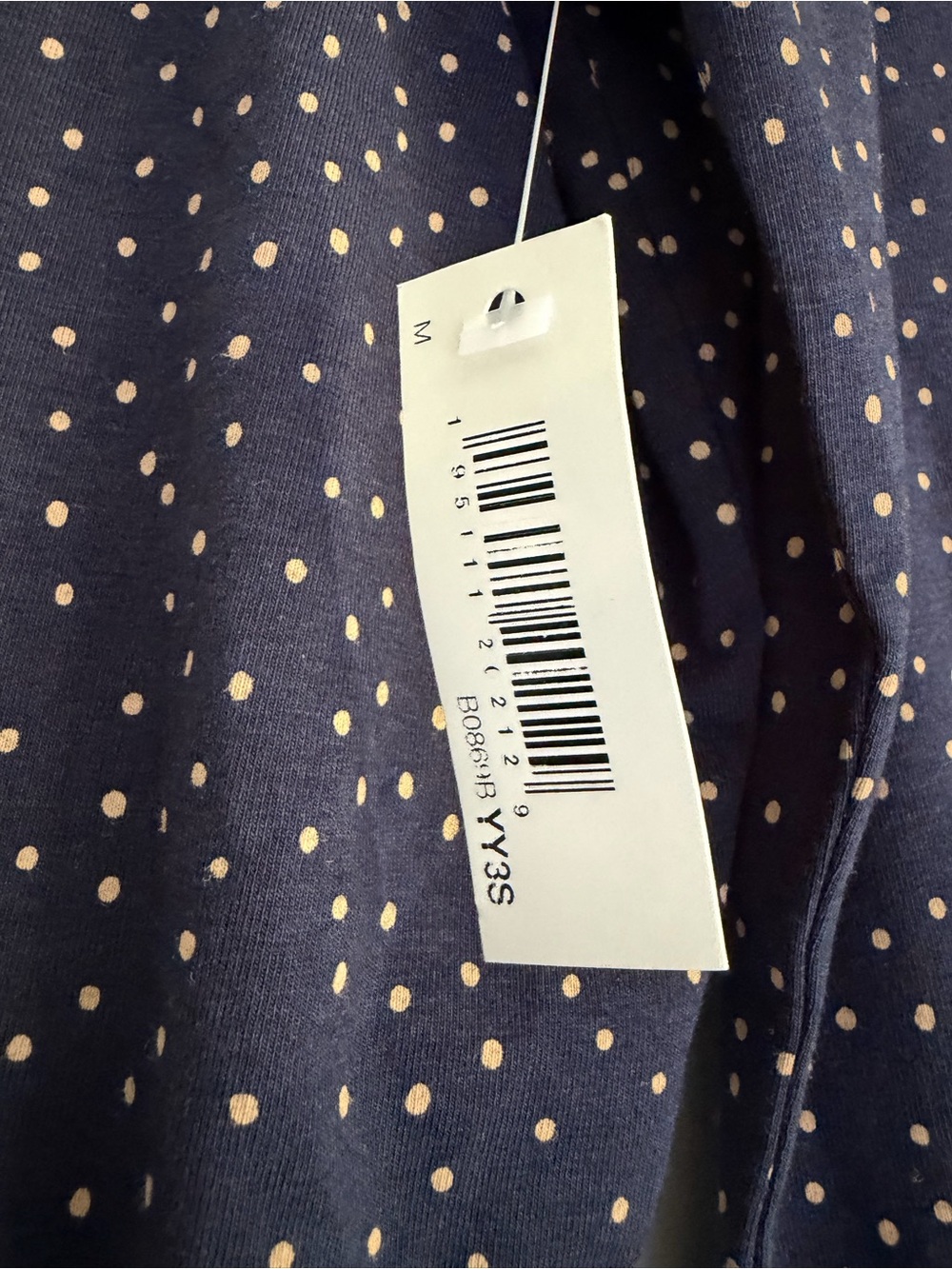 NWT Amazon Essentials Navy Turtleneck Long-Sleeve Top with Gold Dot Print Sz M - Picture 5 of 6